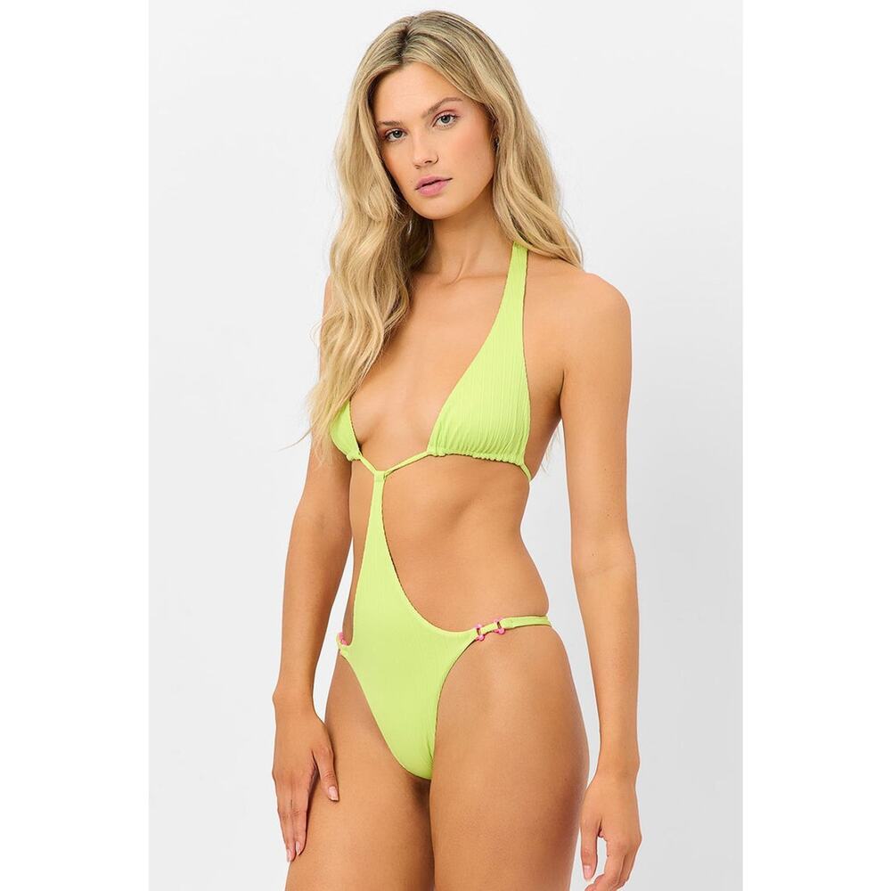 Frankie’s Bikinis April Plisse Monokini KWi Bikini Set Size Large